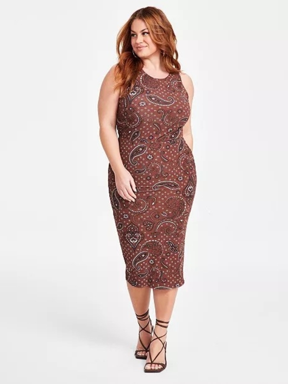 Women's Plus Size Nina Parker Trendy Plus Size Printed Mesh Midi Dress 3X